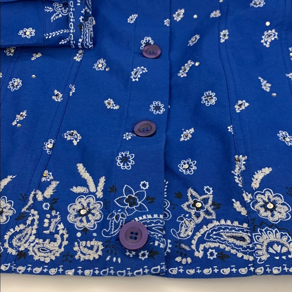 The Quacker Factory Size Small QVC Blue Jacket w/Designs & Rhinestones - Picture 6 of 12
